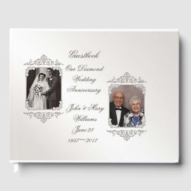 60. Diamond Wedding Anniversary Foto Gästebuch (Vorderseite)