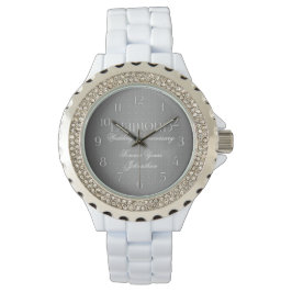 60. Diamond Wedding Annivsersary Silver Armbanduhr