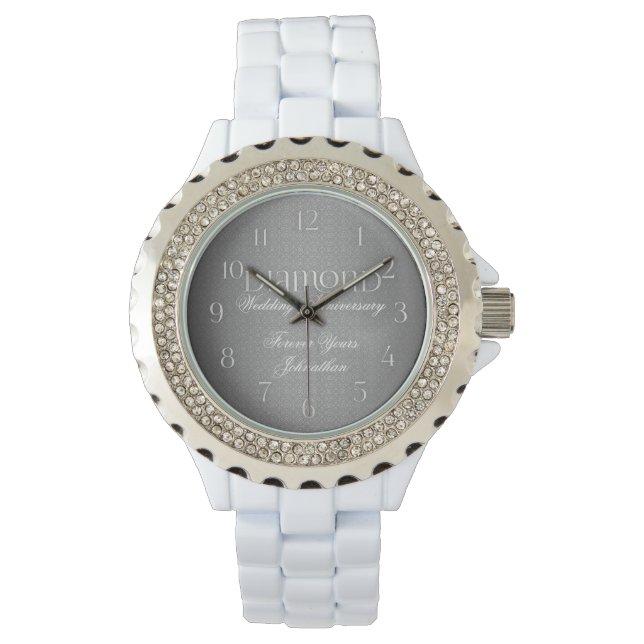 60. Diamond Wedding Annivsersary Silver Armbanduhr (Vorderseite)