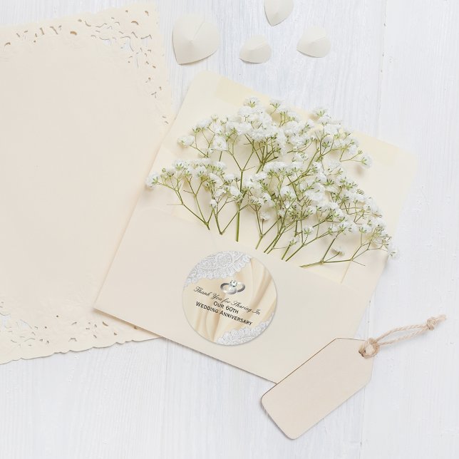 60. Diamond Wedding Jubiläum Danke Runder Aufkleber (Von Creator hochgeladen)