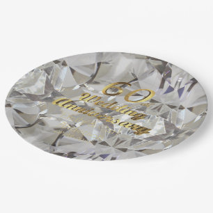 60. Diamond Wedding Jubiläum Gold Typografie Pappteller