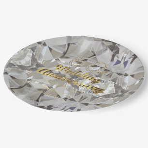 60. Diamond Wedding Jubiläum Gold Typografie Pappteller