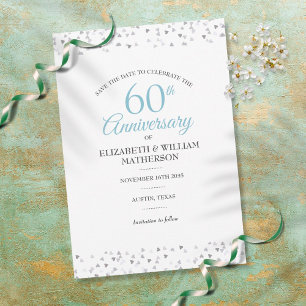 60. Diamond Wedding Jubiläum Hearts Confetti Save The Date