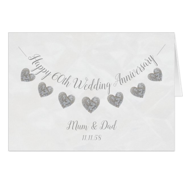60. Diamond Wedding Jubiläum Mama & Papa Karte (Vorderseite (Horizontal))