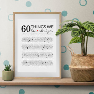 60 Dinge, die wir an dir lieben, 70. 80. Geburtsta Poster