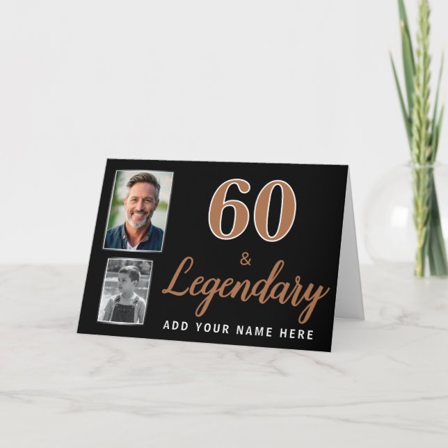 60 et légendaire 2 photos Carte d'anniversaire 60e (Devant)