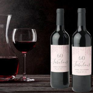 60 fabelhafte Rose Goldrot Glitzer Weinetikett