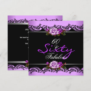 60 & Fabulous 60. Geburtstagsparty Mauve Rose Einladung