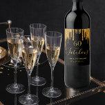 60 fabulous birthday black gold glitter sparkle weinetikett<br><div class="desc">Simple and elegant 60th birthday wine label. A classic black background decorated with faux gold glitter drips, paint dripping look. With the text: 60 and fabulous. Personalize and add a name and a date. Date of birth or the date of the party. Golden colored text. The word Fabulous is written...</div>