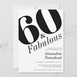 60 & Fabulous Bold Number 60th Birthday Einladung