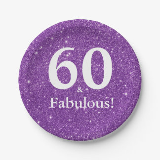 60 & Fabulous! Lila Glitzer Sixtieth Birthday Pappteller