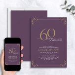 60 & Fabulous Lila & Gold Calligraphy Birthday Einladung<br><div class="desc">Es ist dein besonderer 60. Geburtstag, und es ist Zeit zu feiern! Will du, den besten Bash in der Stadt zu werfen? Mit dieser 60 & Fabulous Lila & Gold Calligraphie zum Geburtstag laden Sie ein, mit höchstem Stil zu beginnen. Es wird sicher sein, den Ton für eine glamouröse Feier...</div>