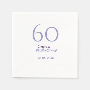 60 & fantastischer Geburtstag lila fett Name Datum Serviette
