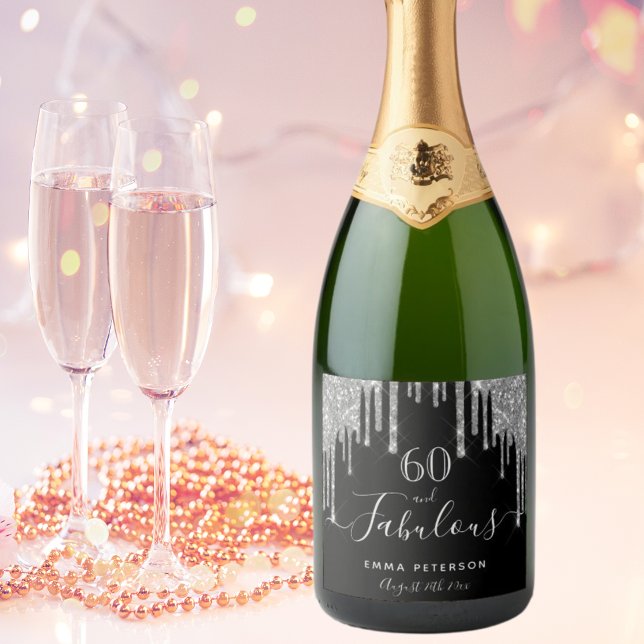 60 fantastischer Geburtstag schwarzer Glitzer Silb (Von Creator hochgeladen)