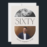 60. Foto 60. Einladung<br><div class="desc">60 Arch Multi Foto 60. moderne einfache Geburtstagsfeier Einladung. Modernes,  beige Typografie-Design.</div>