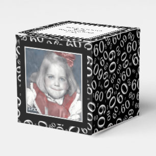 60. Foto Keepake - Schwarz/Weiß Zahlenmuster Geschenkschachtel