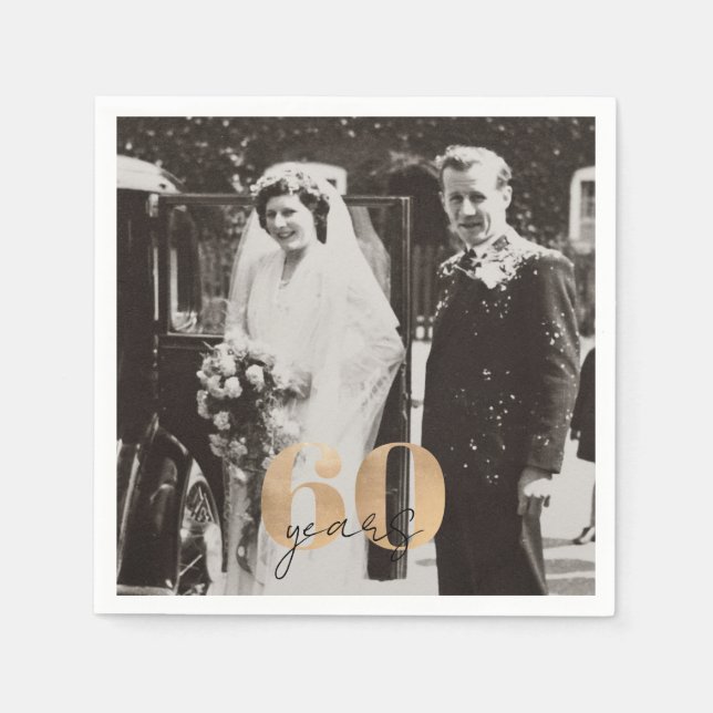 60. Foto zum Geburtstag der Hochzeit Serviette (Vorderseite)