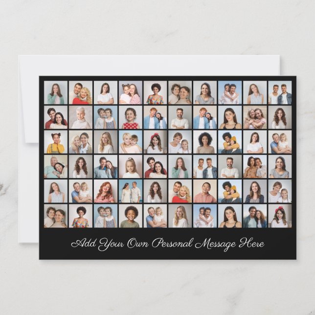 60 Fotocollage Eigene Begrüßung hinzufügen Karte (Vorderseite)