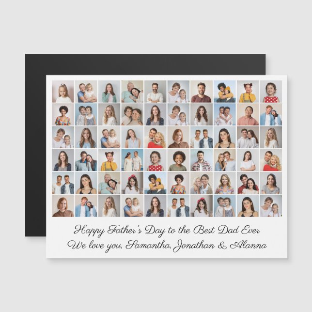 60 FotoCollage Happy Vatertag Magnetkarte (Vorne/Hinten)