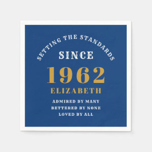 60. Geburtstag 1962 Elegant Gold Blue Serviette