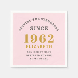 60. Geburtstag 1962 Elegant Gold Pink Gray Serviette