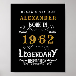 60. Geburtstag 1962 Name Legendary Black Gold hinz Poster