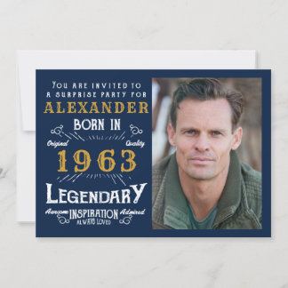 60. Geburtstag 1963 Legend Retro Blue Gold Einladung