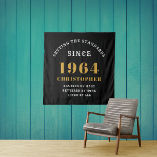 60. Geburtstag 1964 Eleganter Black Gold Chic Wandteppich
