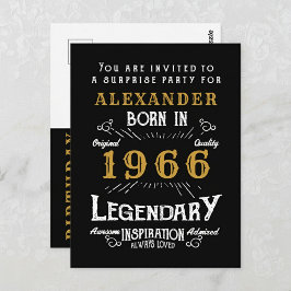 60. Geburtstag 1966 Black Gold Legende Einladung Postkarte