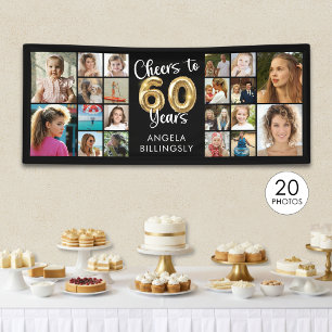 60. Geburtstag 20 Foto-Collage Prost auf 60 Jahre Banner