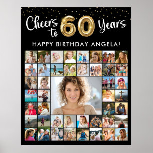 60. Geburtstag 45 Fotocollage jubelt bis Jahre Poster