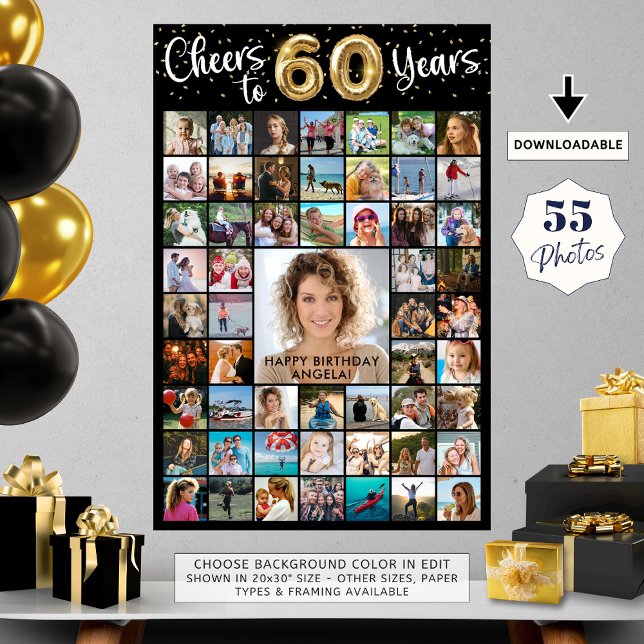 60. Geburtstag 55 Fotocollage jubelt bis Jahre Poster (Von Creator hochgeladen)