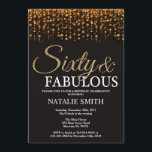 60. Geburtstag 60 und fabelhafter Gold Glitzer Einladung<br><div class="desc">Einladung zum 60. Geburtstag. Sechzig und fabelhaft. Schwarz und Gold. Gold Glitzer. Erwachsene Geburtstagsparty. Für Männer oder Frauen. Für weitere Anpassungen klicken Sie bitte auf die Schaltfläche "Anpassen" und verwenden Sie unser Designwerkzeug,  um diese Vorlage zu ändern.</div>