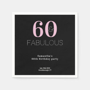 60. Geburtstag 60 und fabelhaftes Black Pink Party Serviette