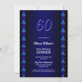 60. Geburtstag Abendessen Schwarz-Blau-Party Einladung