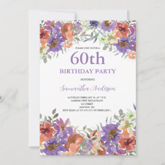 60. Geburtstag Aquarellfarben Einladung