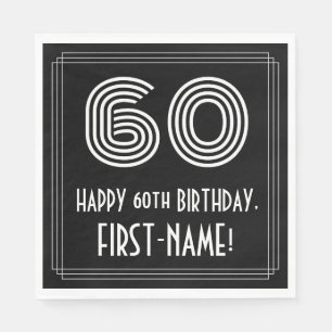 60. Geburtstag: Art Deco Look "60" + Name Serviette