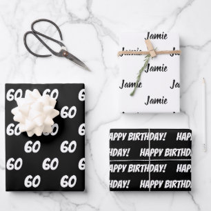 60. Geburtstag benutzerdefinierter Name Geschenkpa Geschenkpapier Set
