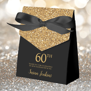 60. Geburtstag Black Gold Glitzer Vielen Dank Geschenkschachtel