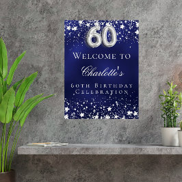 60. Geburtstag blauer Silberstars heißen Party wil Poster