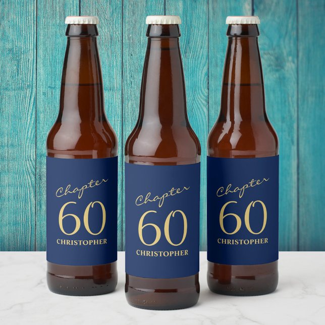 60. Geburtstag Blue Gold Bierflaschenetikett (Von Creator hochgeladen)