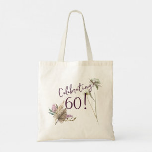 60. Geburtstag Boho Floral Watercolor Tragetasche