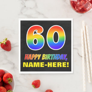 60. Geburtstag: Bold, Fun, Simple, Rainbow 60 Serviette