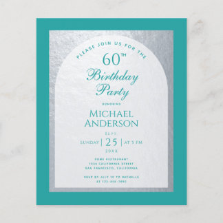 60. Geburtstag Budget Silver Aquamarin Blue Einlad