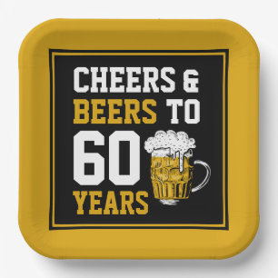 60. Geburtstag Cheers & Biere bis 60 Jahre Pappteller