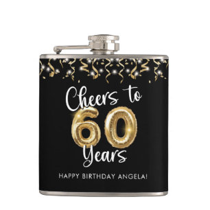 60. Geburtstag Cheers to 60 Years Black Gold Flachmann