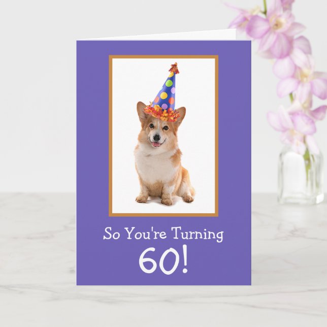 60. Geburtstag Corgi Feier Karte (Orchidee)