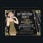 60. Geburtstag Deko Gatsby Flapper Girl Einladung<br><div class="desc">Feiern Sie wie in den zwanziger Jahren mit unserer fabelhaften,  von Gatsby inspiriert Einladung. Ob Sie einen Junggeselinnen-Abschied oder eine Geburtstagsfeier planen,  bringen Sie Ihre Veranstaltung in die Zeit der Kunst-Déco-Zeit zurück und erleben Sie das großartige Leben.</div>