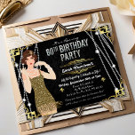 60. Geburtstag der 1920er Gatsby Flapper Girl Birt Einladung<br><div class="desc">Feiern Sie wie in den zwanziger Jahren mit unserer fabelhaften,  von Gatsby inspiriert Einladung. Ob Sie einen Junggeselinnen-Abschied oder eine Geburtstagsfeier planen,  bringen Sie Ihre Veranstaltung in die Zeit der Kunst-Déco-Zeit zurück und erleben Sie das großartige Leben.</div>
