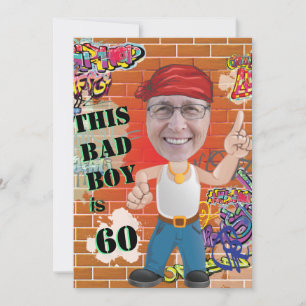 60. Geburtstag der Männer Bad Boy Funny Face Cut-o Einladung